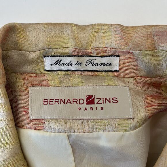 Bernard Zins Floral Linen Silk Jacket Size 10 Old Money Blazer Made in France - Picture 13 of 15